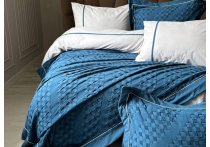 Постельное белье Washed Cotton Saheser - Helen Blue с покрывалом пике (Турция), евро